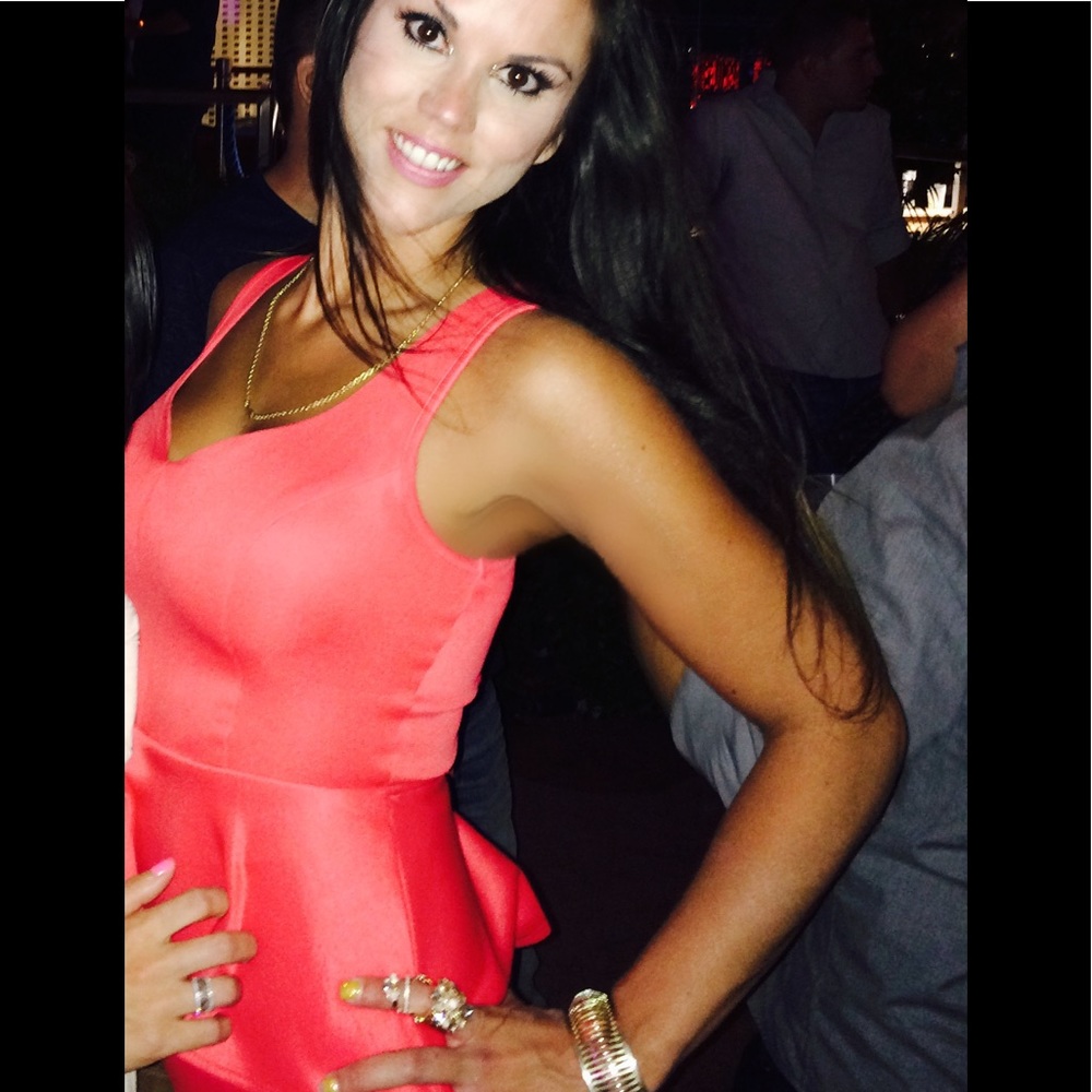 Bright Coral fitted cocktail dress